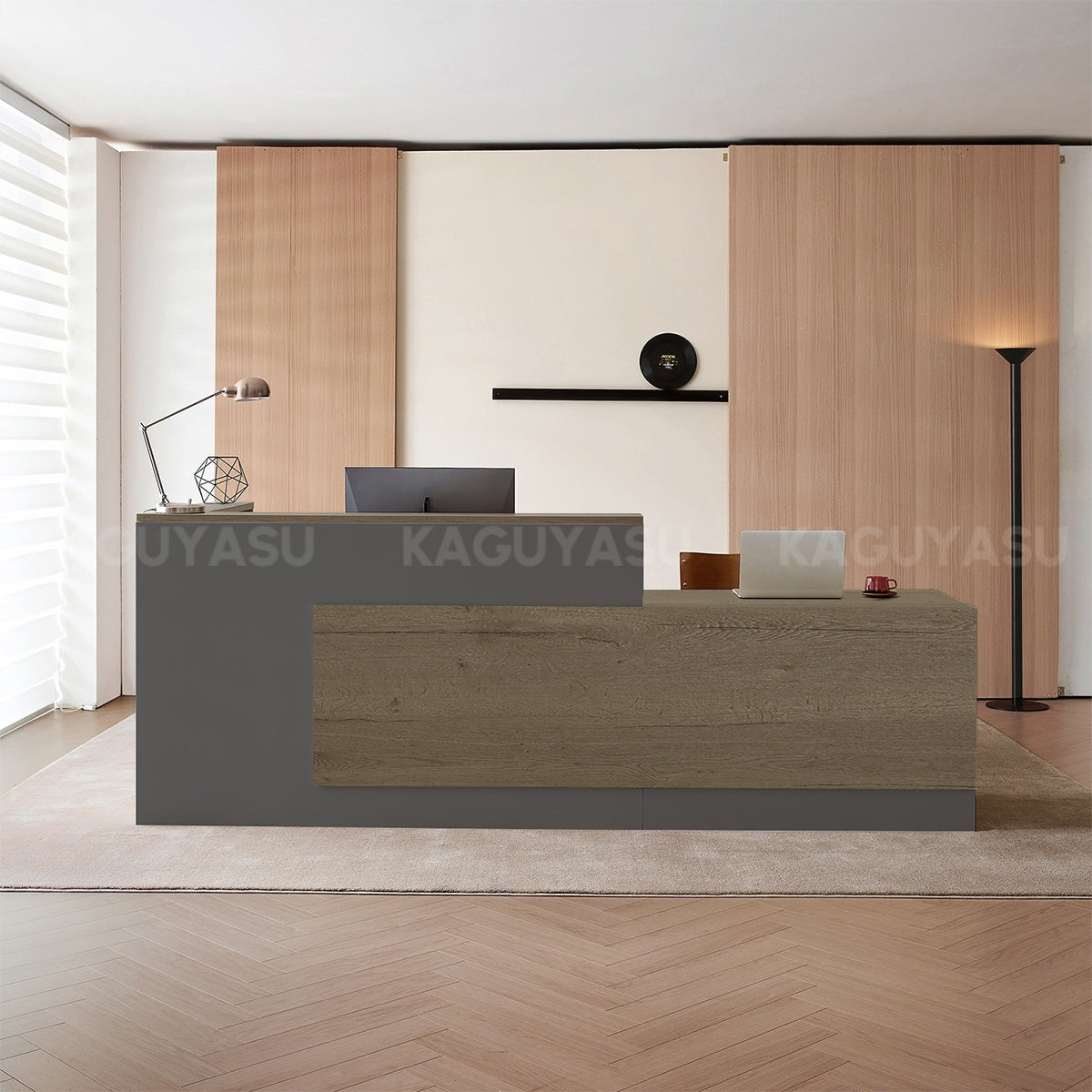 Modern L-Shaped Reception Desk with Side Storage and Drawers JDT-2215(In Stock)