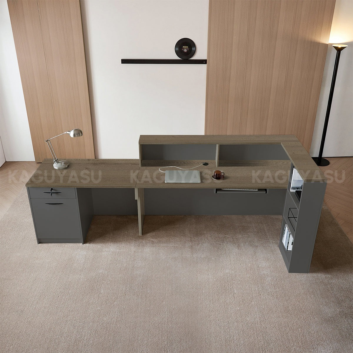 Modern L-Shaped Reception Desk with Side Storage and Drawers JDT-2215(In Stock)