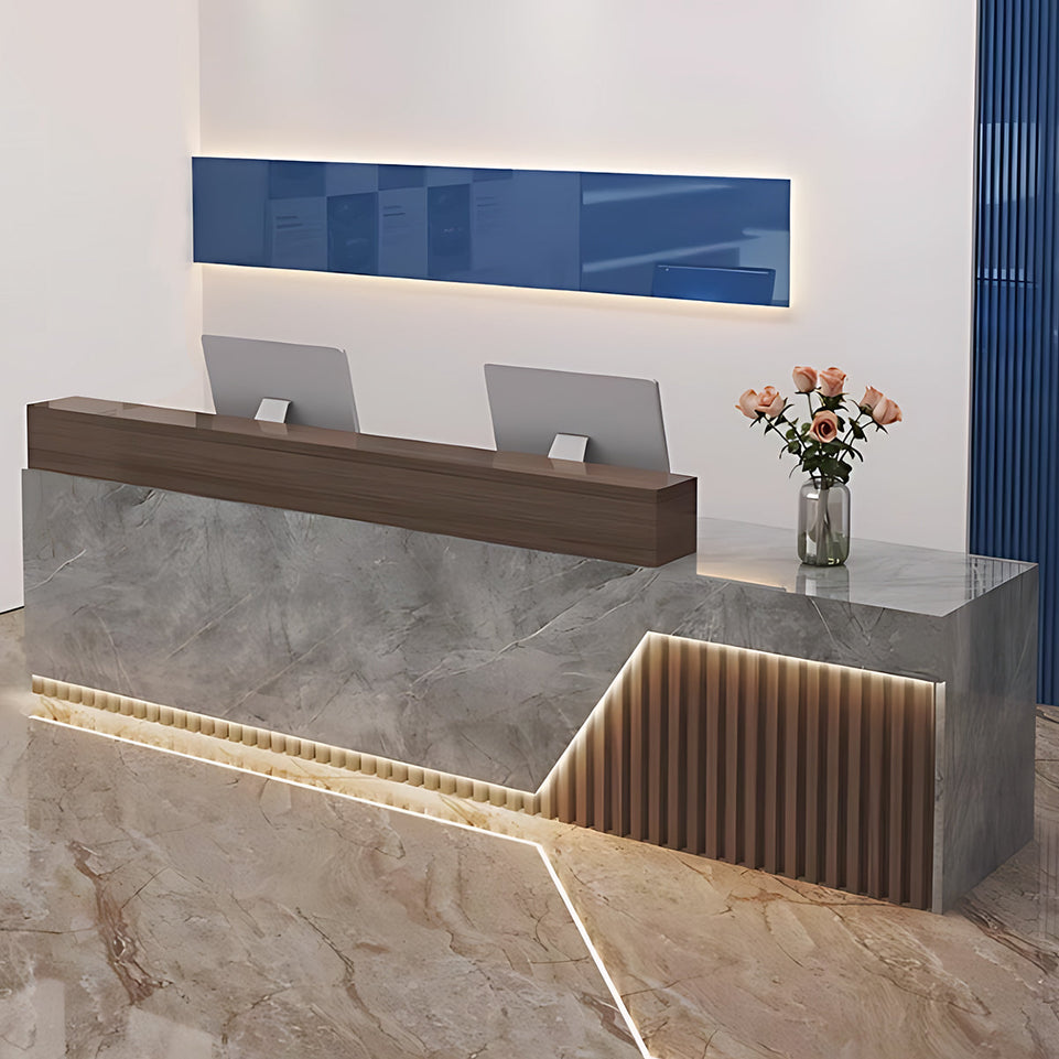 Salon Reception Desk with LED Lighting, Keyboard Tray & Lockable for Salon (In Stock)
