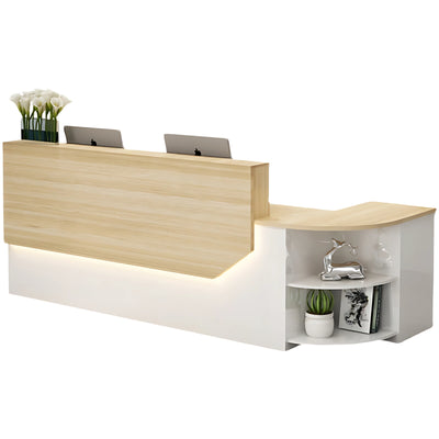 Simple L-shape Wood Reception Desk with Filing Cabinet in Stock JDT-761-KC-W