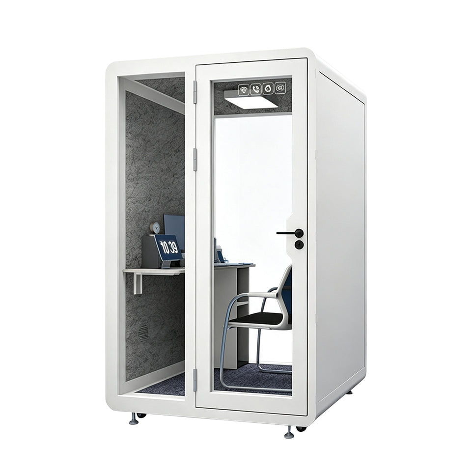 Professional Acoustic Pod with Multi-layer Soundproof Structure, Safety Glass, Silent Ventilation System & LED Lighting for Private Spaces