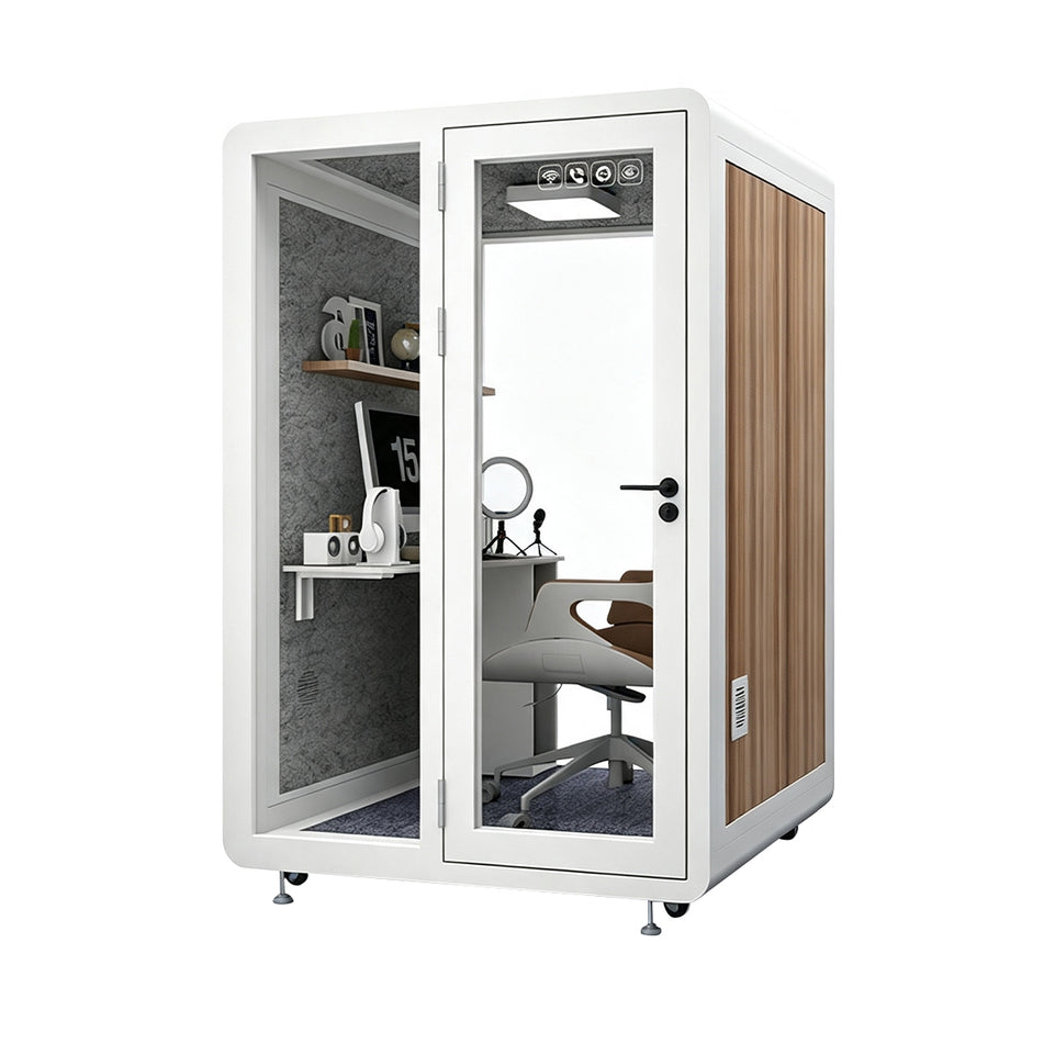 Professional Acoustic Pod with Multi-layer Soundproof Structure, Safety Glass, Silent Ventilation System & LED Lighting for Private Spaces