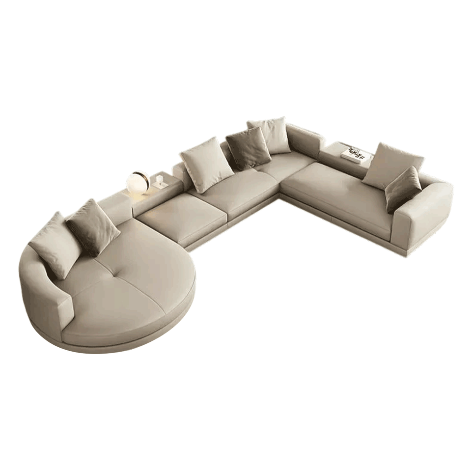Pioneer Minimalist Italian-Style Genuine Leather Sofa With Curved Armrests And Plush Cushions BSF-2068