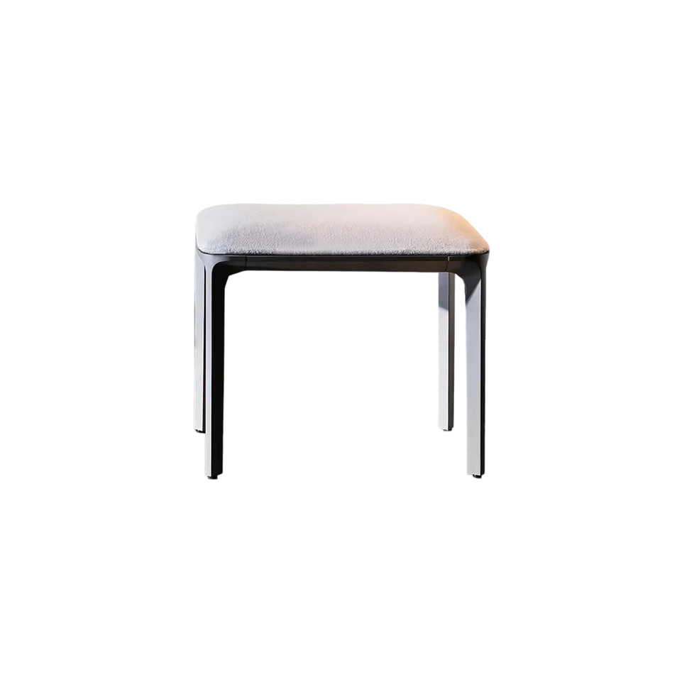 Velvet Upholstered Accent Stool With Stainless Base–Compact Elegance For Bedroom Or Boutique BSF-2072