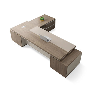 Modern Executive Desk 71-118 in Wide with Side Storage & Lumbar Support for Home Office