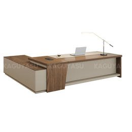 Elegant and Minimalist L-Shaped Executive Desk with Thick Desktop and Spacious Side Cabinet LBZ-2142(In Stock)