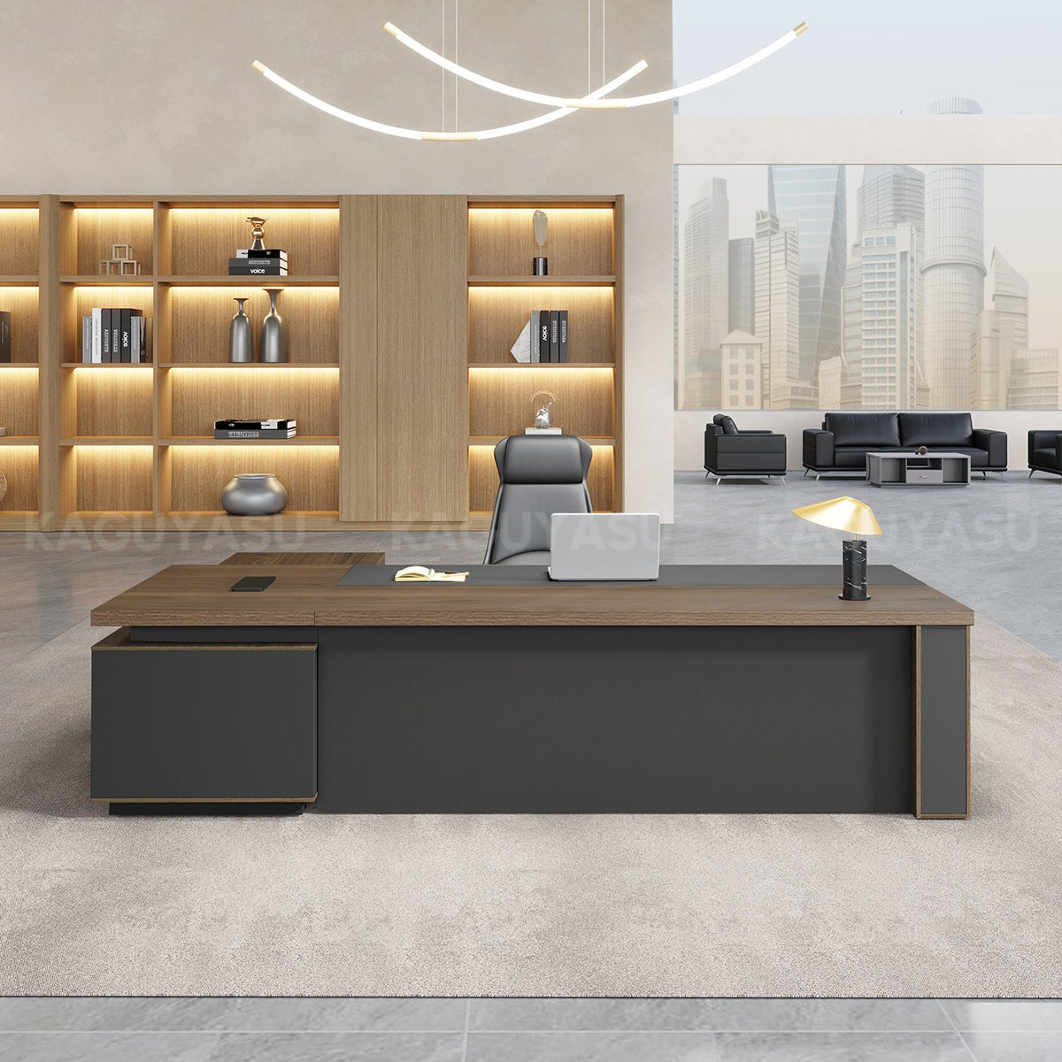 Modern High-End Executive Desk with Thick Desktop and Spacious Under-Desk Clearance LBZ-2143(In Stock)