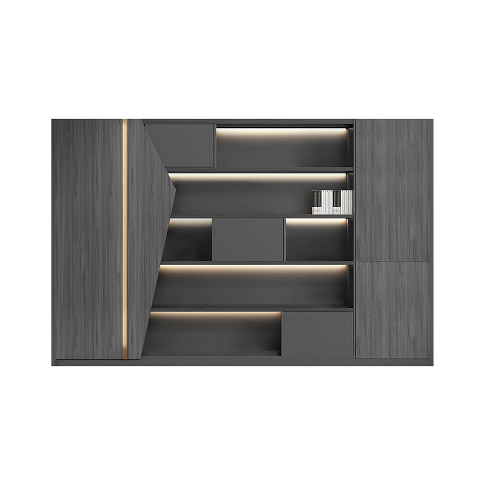 L-Shaped Executive Desk with Cable Management, Built-In Outlets & Side Storage