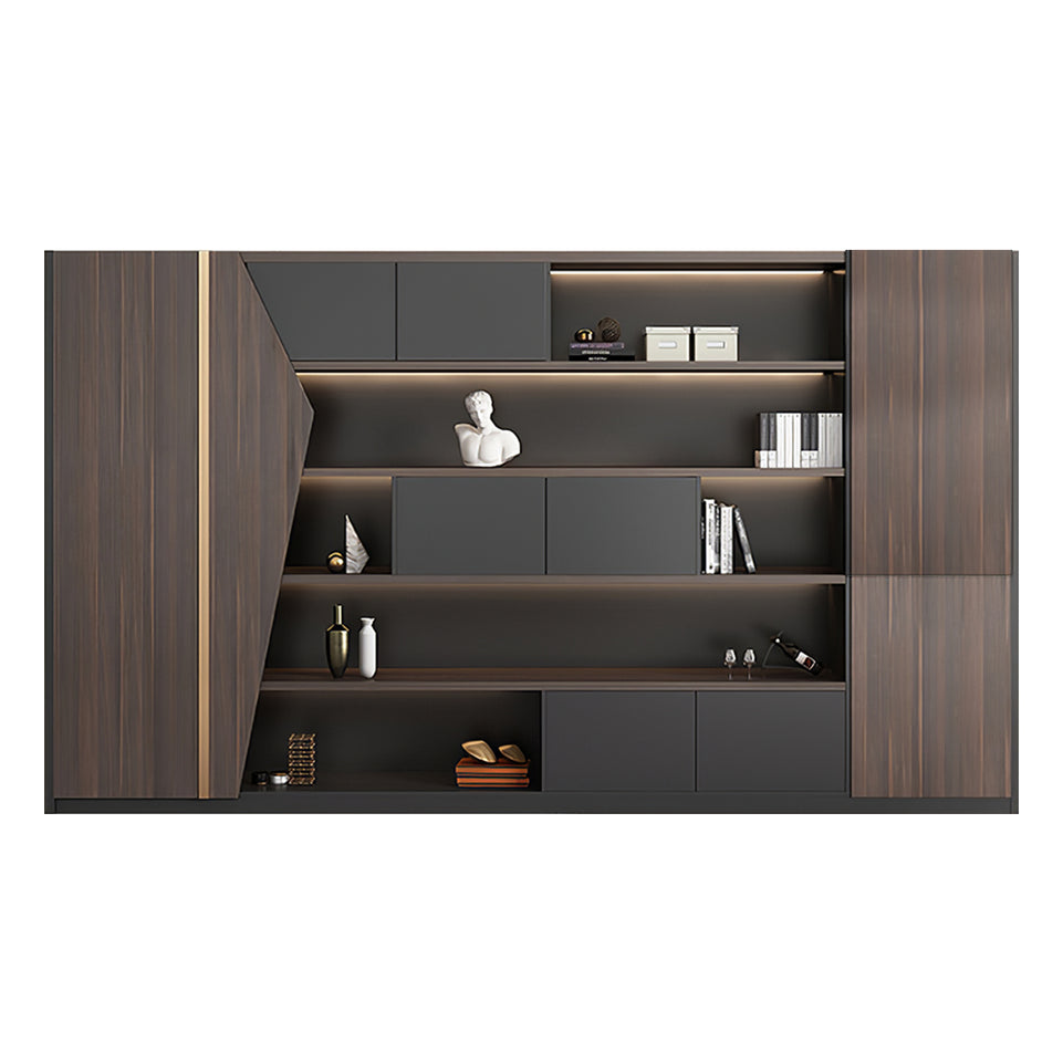 L-Shaped Executive Desk with Cable Management, Built-In Outlets & Side Storage