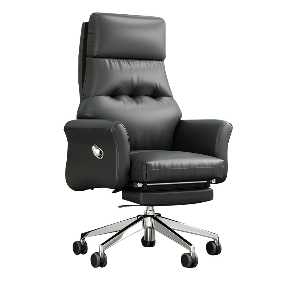 L-Shaped Executive Desk with Cable Management, Built-In Outlets & Side Storage