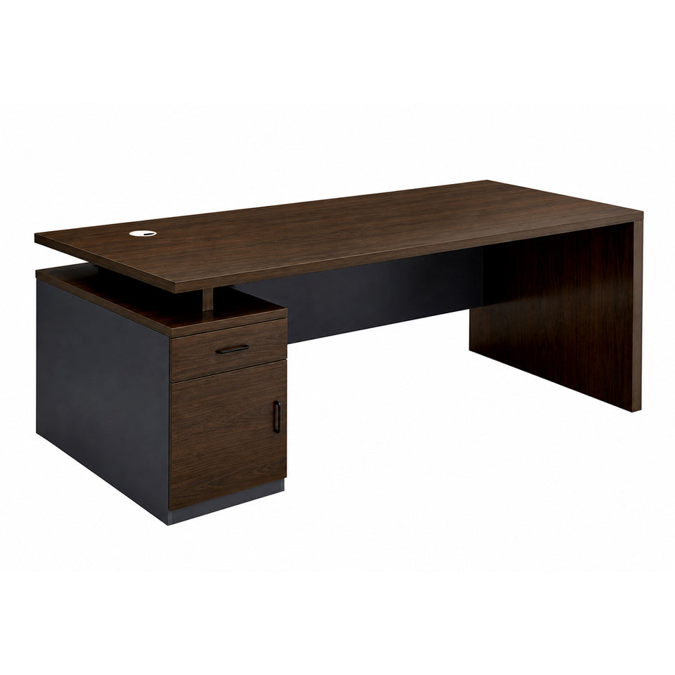 Contemporary 47"–71" L Executive Desk with Thick Durable Desktop, Cable Management System, Privacy Front Panel & Large Storage Cabinet for Professional Workspaces