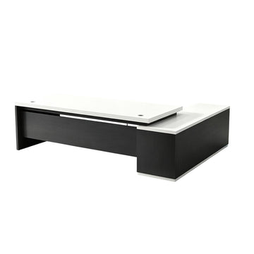 Elegant 55"–79" L Executive Desk with Thick Durable Desktop, Precision Edge Banding, Smart Cable Management, Large Storage Cabinet for Professional Offices