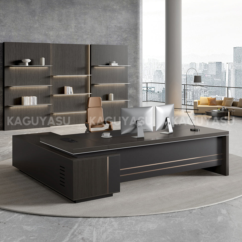 Contemporary Stylish L-Shaped Executive Desk with Side Storage Cabinet for Manager LBZ-605
