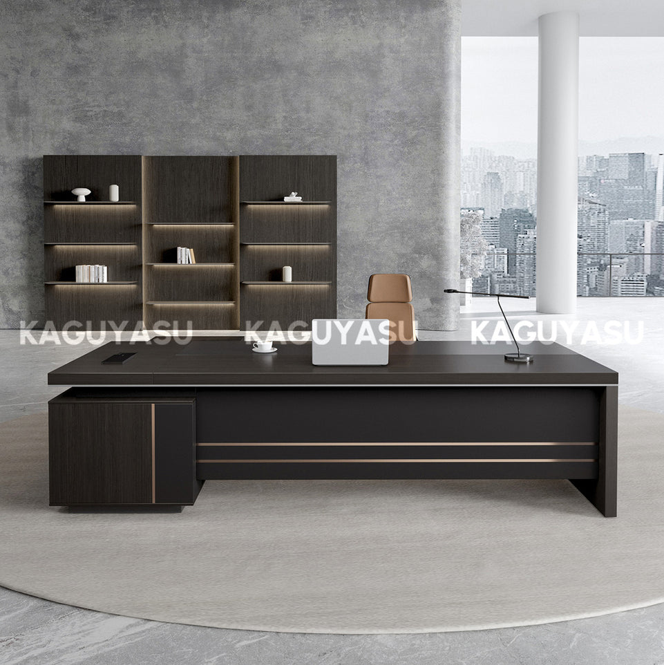 Contemporary Stylish L-Shaped Executive Desk with Side Storage Cabinet for Manager LBZ-605