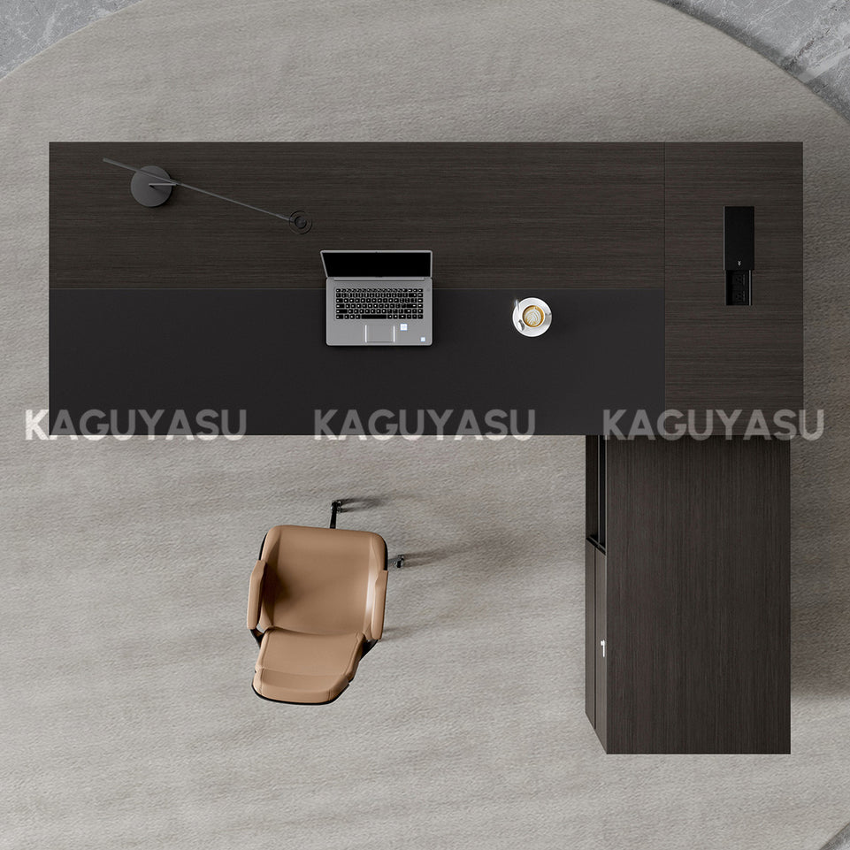 Contemporary Stylish L-Shaped Executive Desk with Side Storage Cabinet for Manager LBZ-605