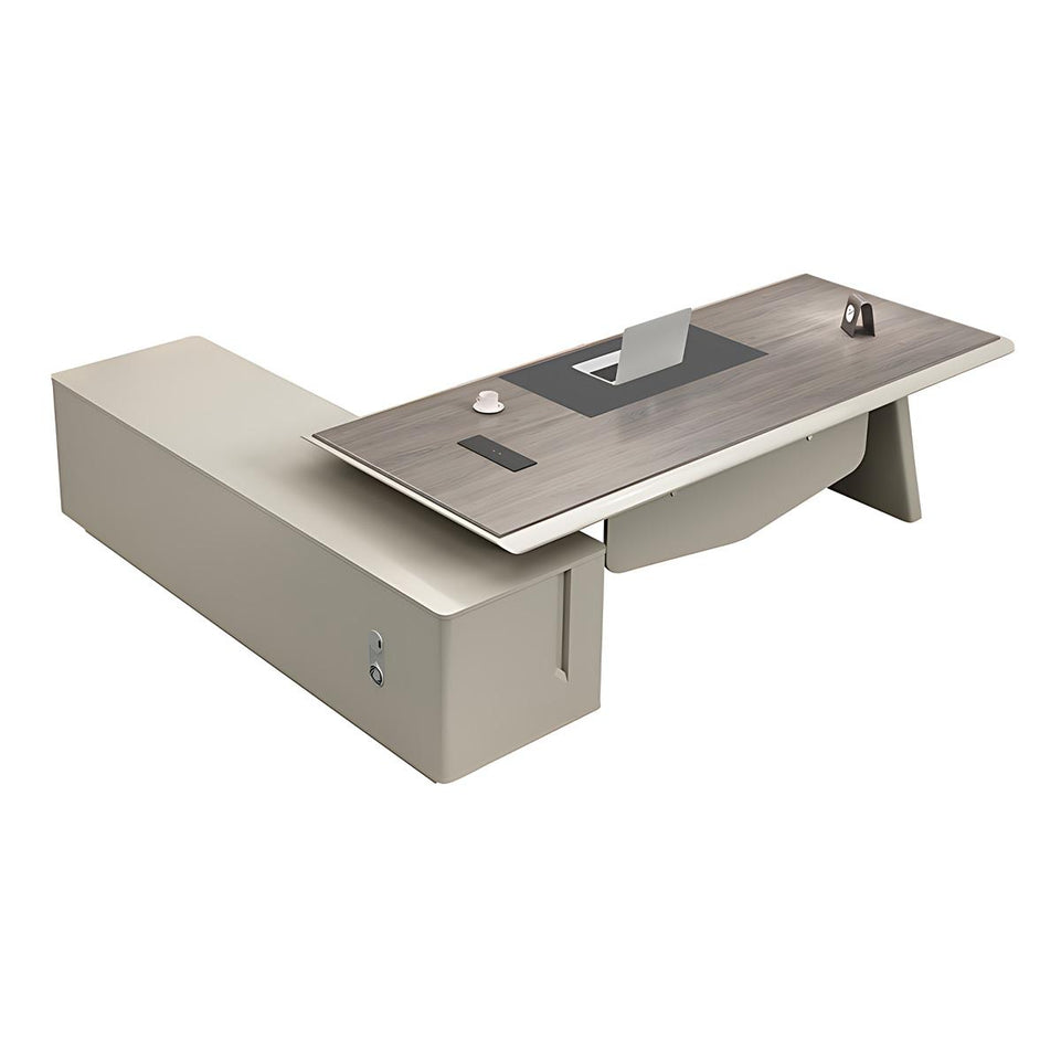 Luxury Large Executive Desks with Credenza and Double-layer Desktop LBZ-K068