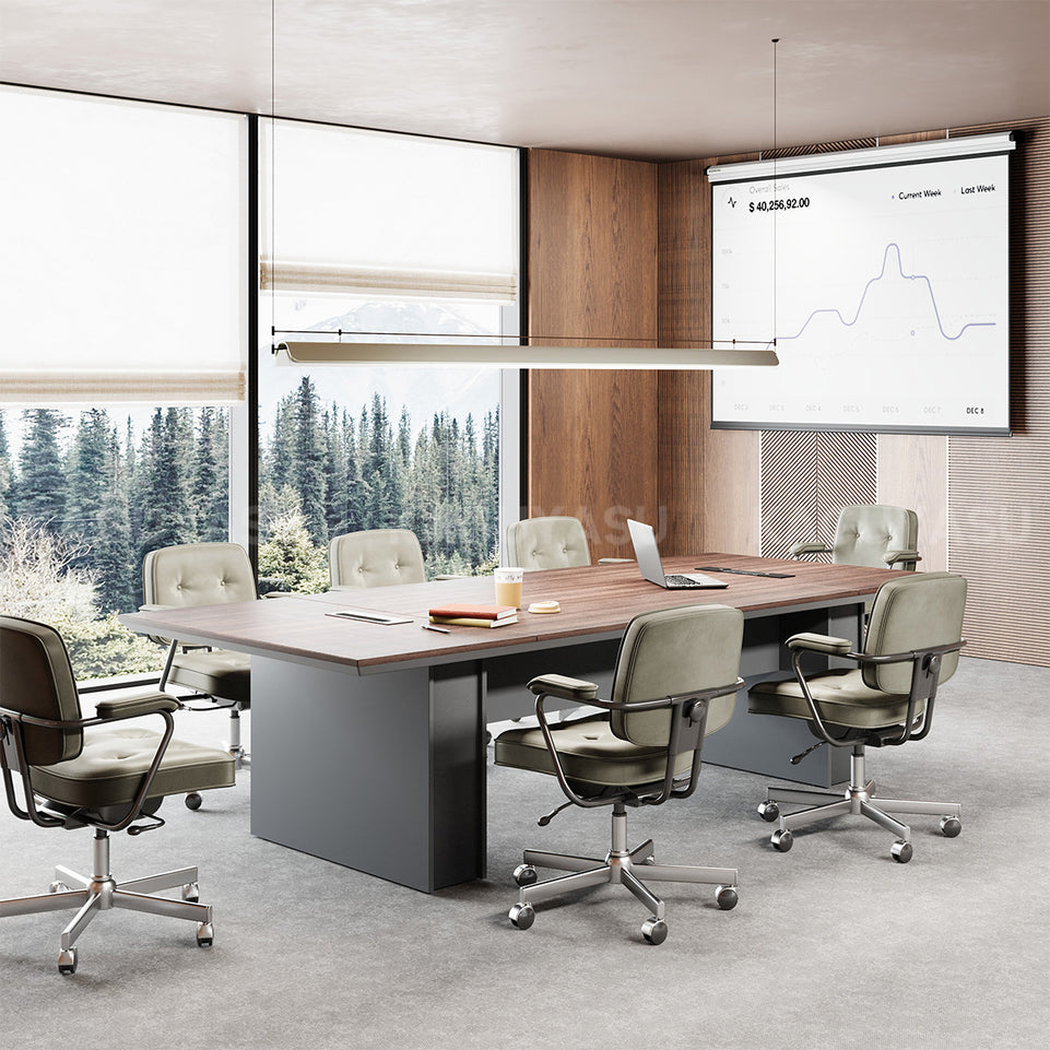 Rectangular Conference Table 94 in Wide (7.8 ft) with Built-In Outlets & Cable Management