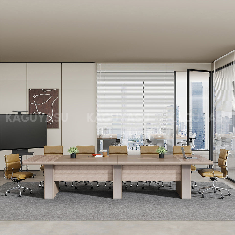 Rectangular Conference Table 142 in Wide (11.8 ft) with Cable Management & Dual-Tone