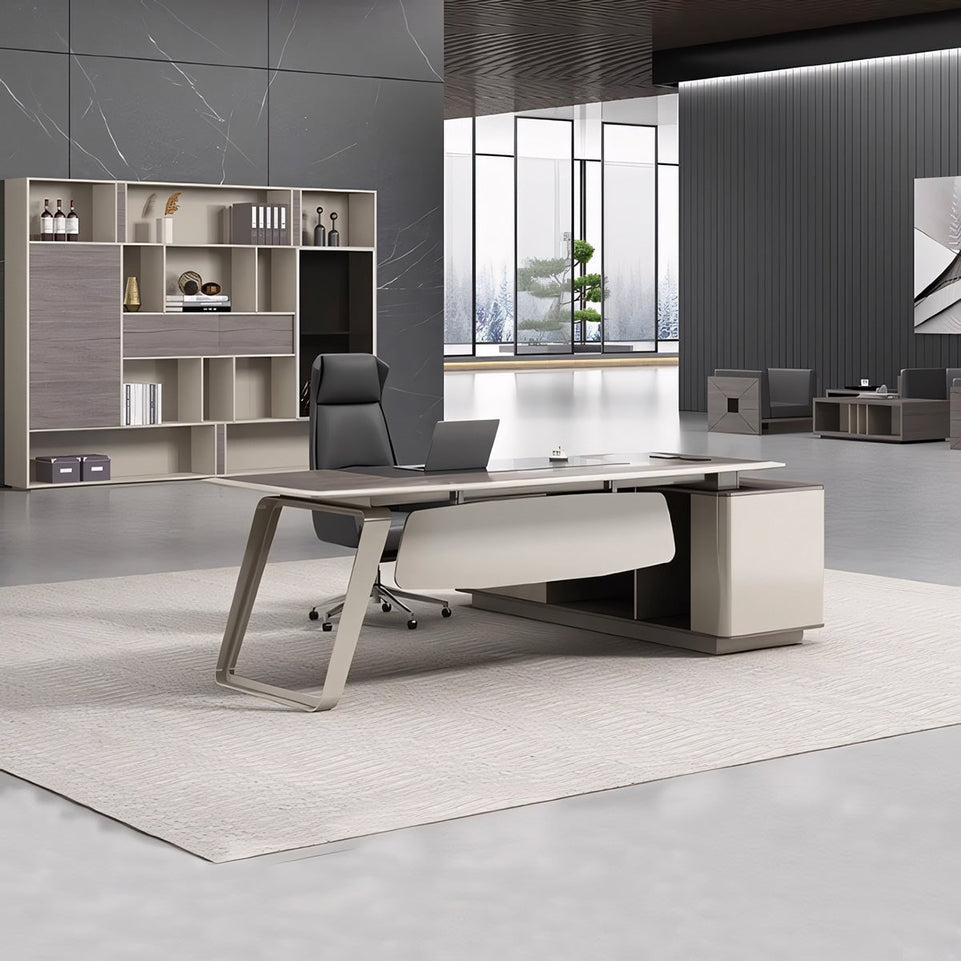 Modern Stylish Customizable Executive Desk with Side Cabinet and PC Storage LBZ-K067