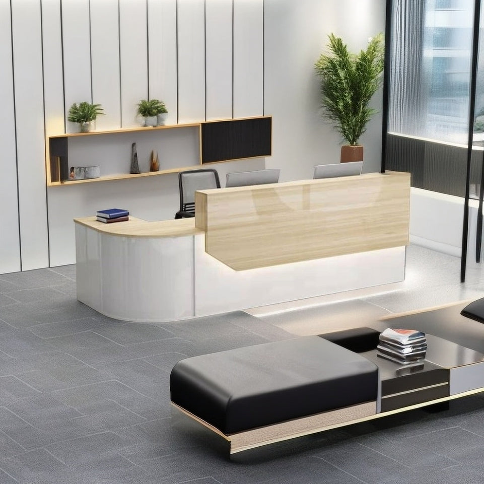 Luxury L-Shape Front Desk Perfect for Corporate Receptions Workspace JDT-1060