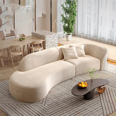 Elegant cream color oversized curved fabric sofa in Stock BSF-035-KC