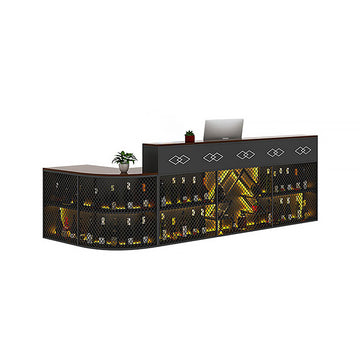 L-Shaped Reception Desk 71-130 in Wide with LED Lighting & Lumbar Support for Office Lobby