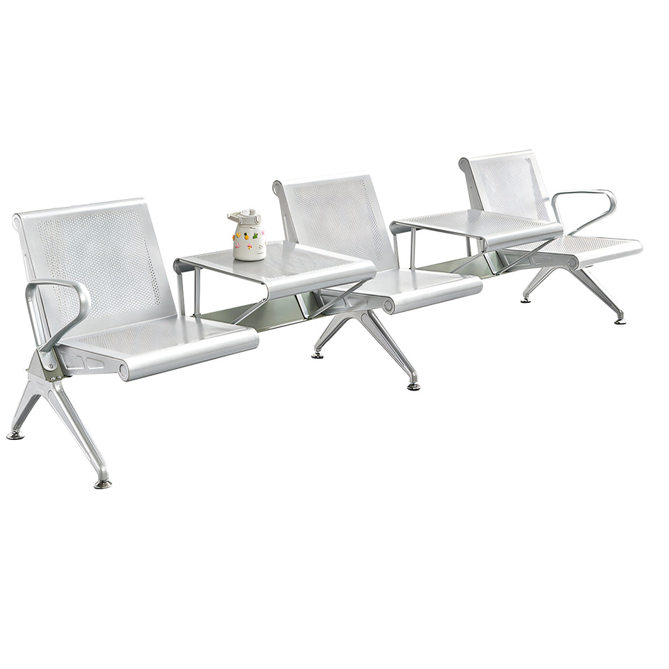 Durable Multi-Person Waiting Chair With Center Table–Padded Seat, Steel Frame, Ideal For Clinics And Airports YLJJ-2009