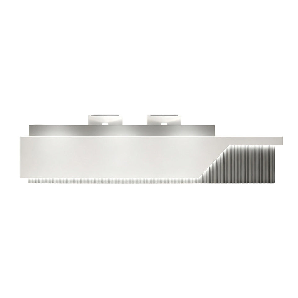 Elegant Reception Desk with Marble-look Finish, LED Lighting, Right-angle Design & Spacious Storage Cabinet for Salon & Retail Spaces (59–197 in. L)