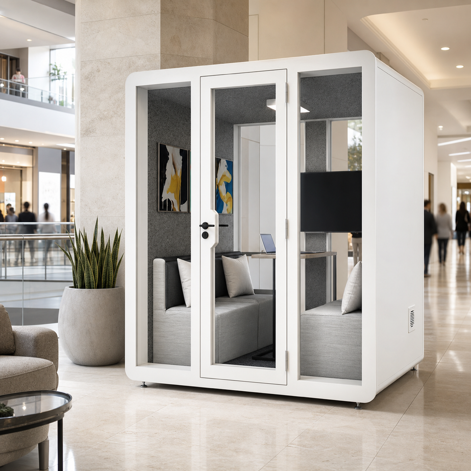 Professional Acoustic Pod with Multi-layer Soundproof Structure, Safety Glass, Silent Ventilation System & LED Lighting for Private Spaces
