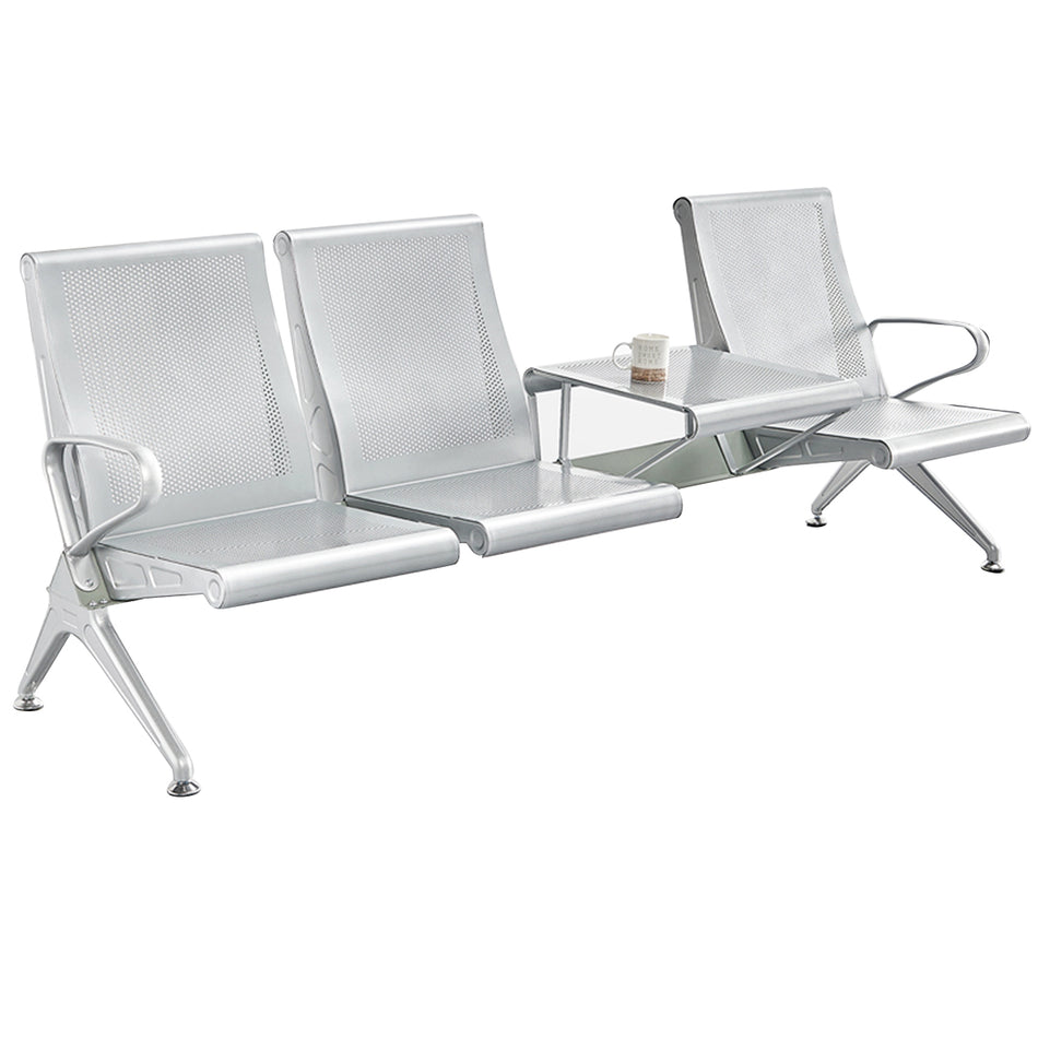 Durable Multi-Person Waiting Chair With Center Table–Padded Seat, Steel Frame, Ideal For Clinics And Airports YLJJ-2009
