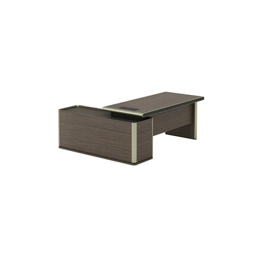L-Shaped Executive Desk with Lockable, File Drawers & Lumbar Support for Home Office