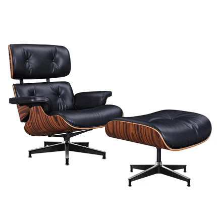 Stylish Indoor Living Room Genuine Leather Chair with Ottoman(In Stock)