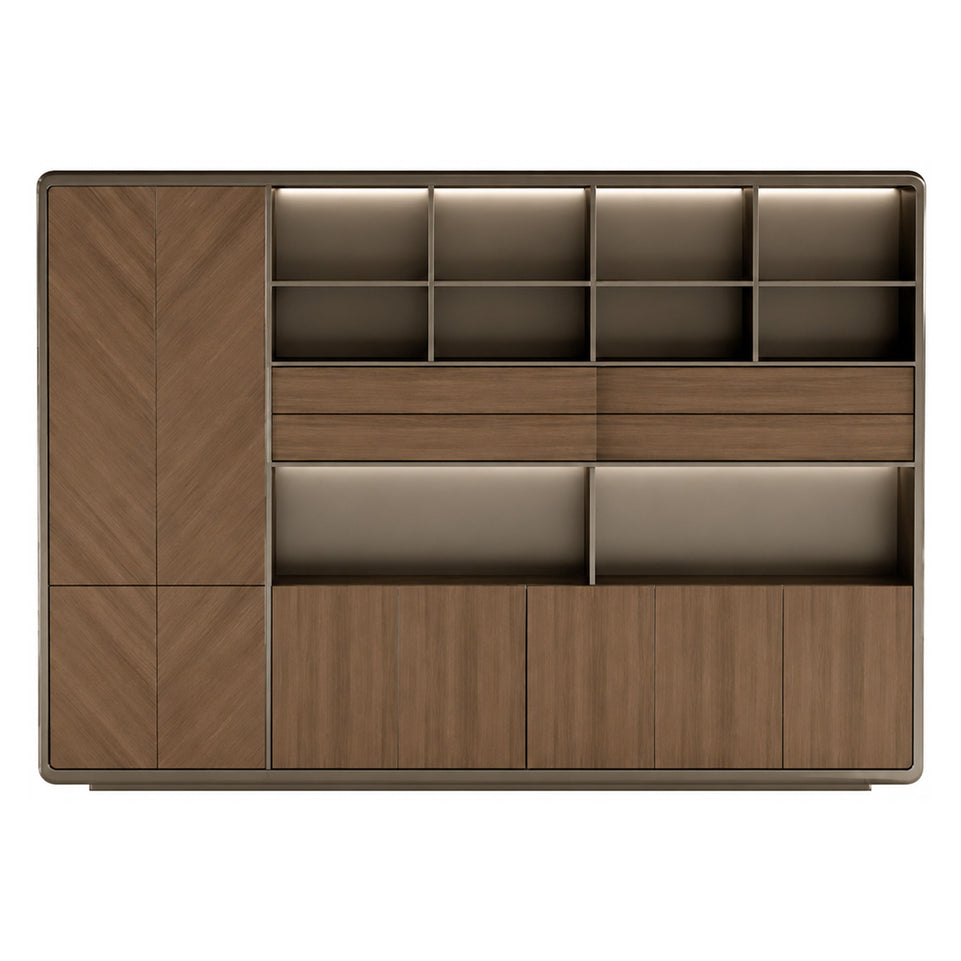 Luxury L-shaped Executive Desk with Integrated Side Cabinet