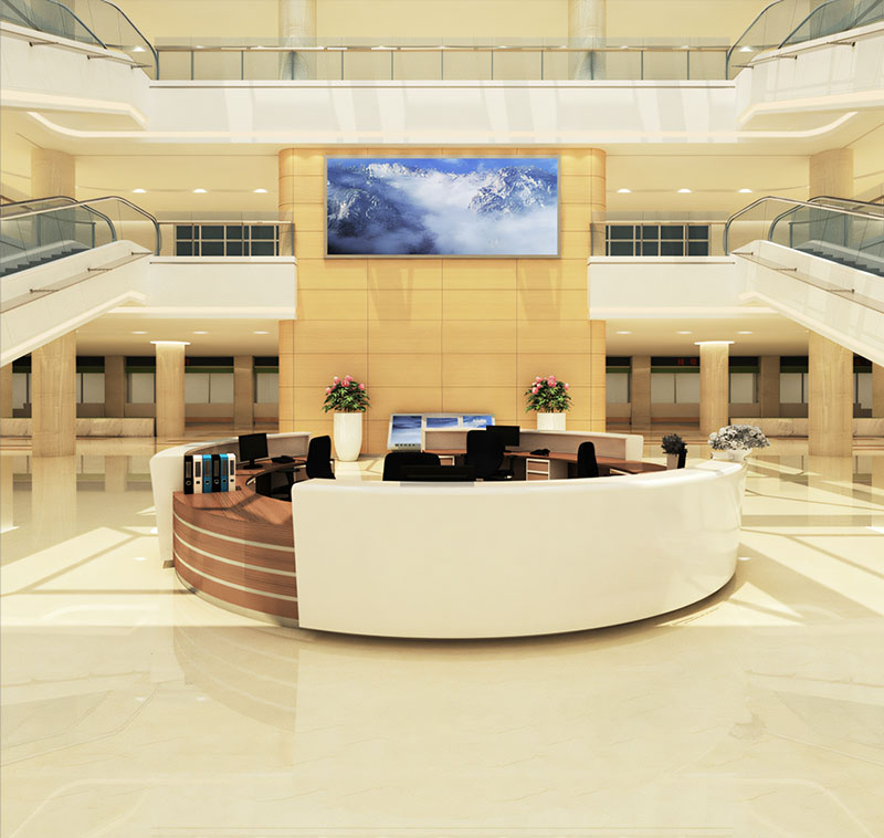 Sleek Curved High-Gloss Reception Desk–Customizable Medical And Hospital Nurse Station With Organized Storage YLJJ-2008