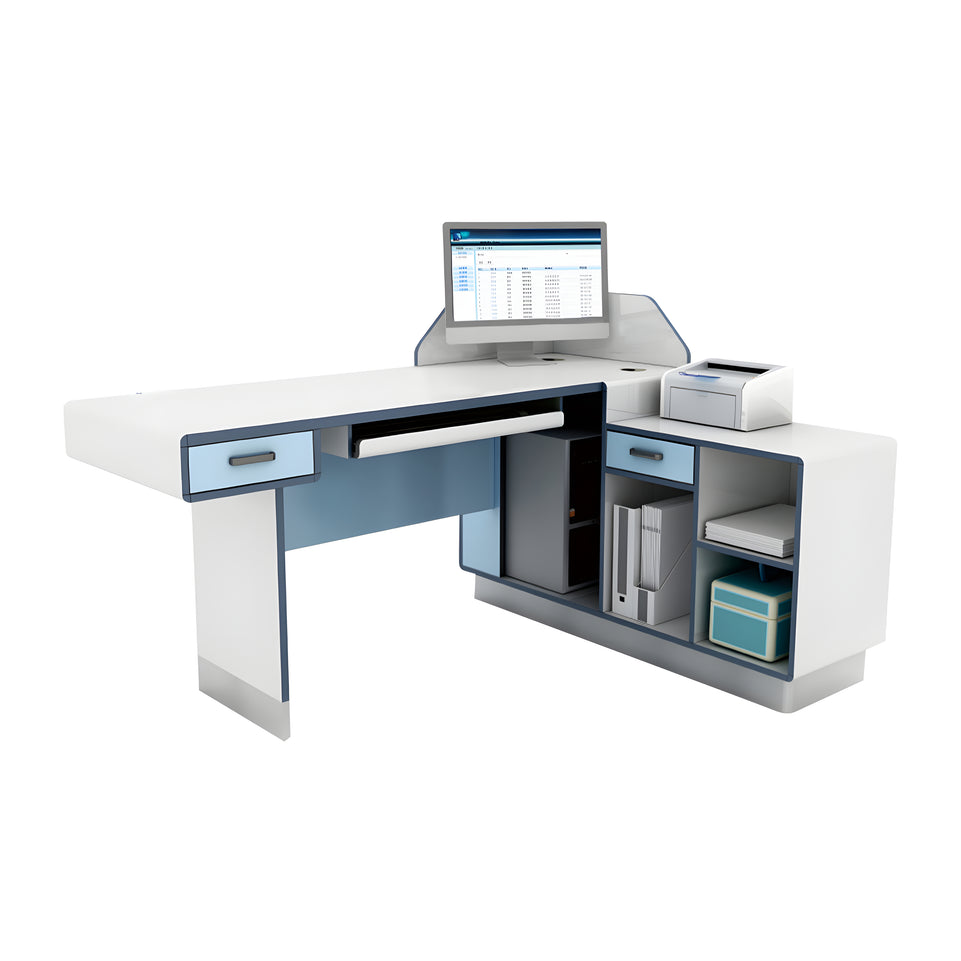Advanced Antibacterial Medical Consultation Desk With Storage Drawers And Stainless Steel Base YLJJ-2015