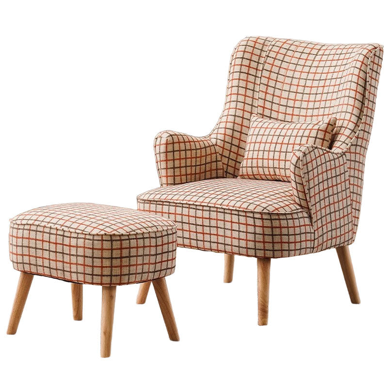 Elegant Nordic Accent Armchair–Faux Leather Texture, Linen Feel Fabric, And Solid Wood Legs JDJJ-2007