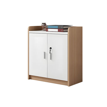 File Cabinet 32 in Tall with Solid Wood, Privacy Panel & Sliding Doors for Office
