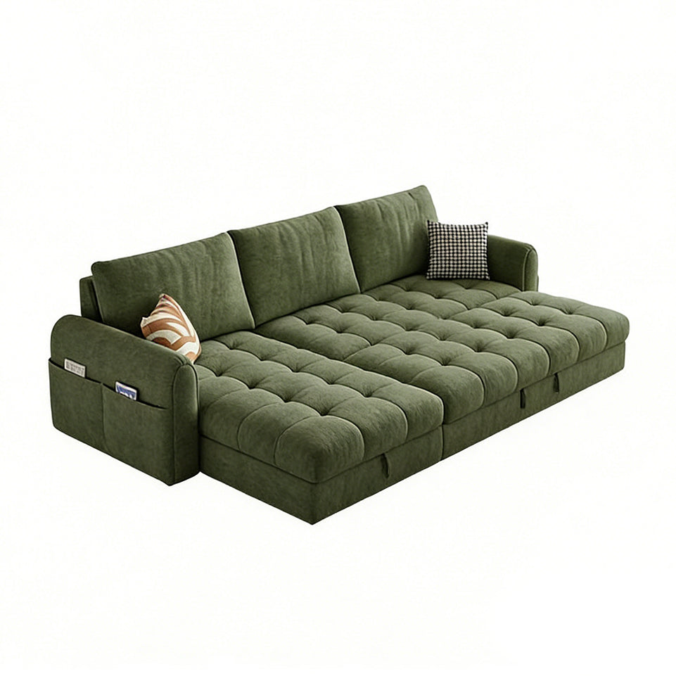 Luxurious Plush Chenille Sofa Bed with Storage for Small Living Rooms, Lounges, and Multifunctional Spaces BSF-2080