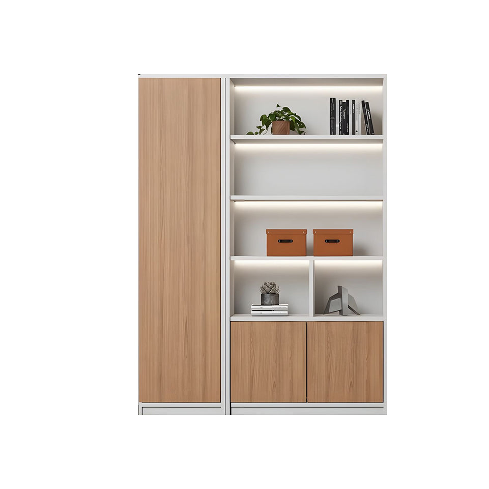 Contemporary Executive Spacious Wooden Office File Cabinet with Hidden Storage and Press-to-Open Doors WJG-2179
