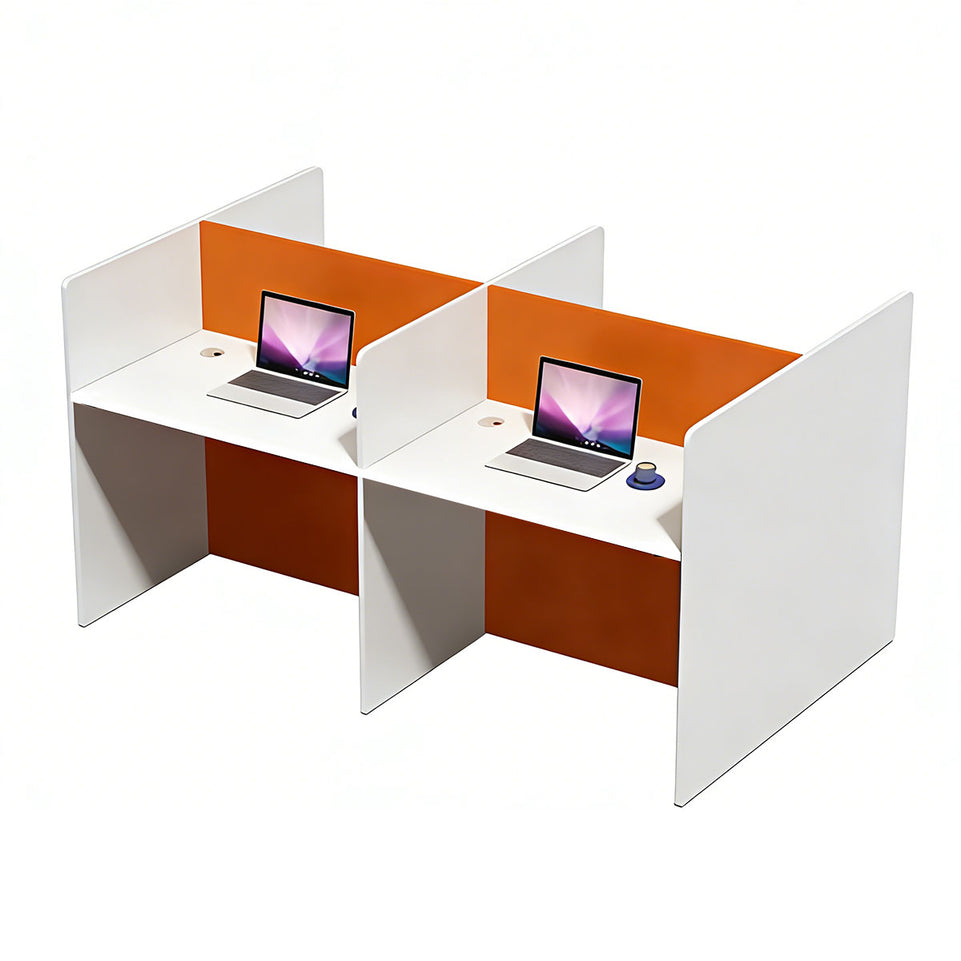 Modern Staff Office Desk with Privacy Dividers and Individual CPU Compartments BGZ-2099