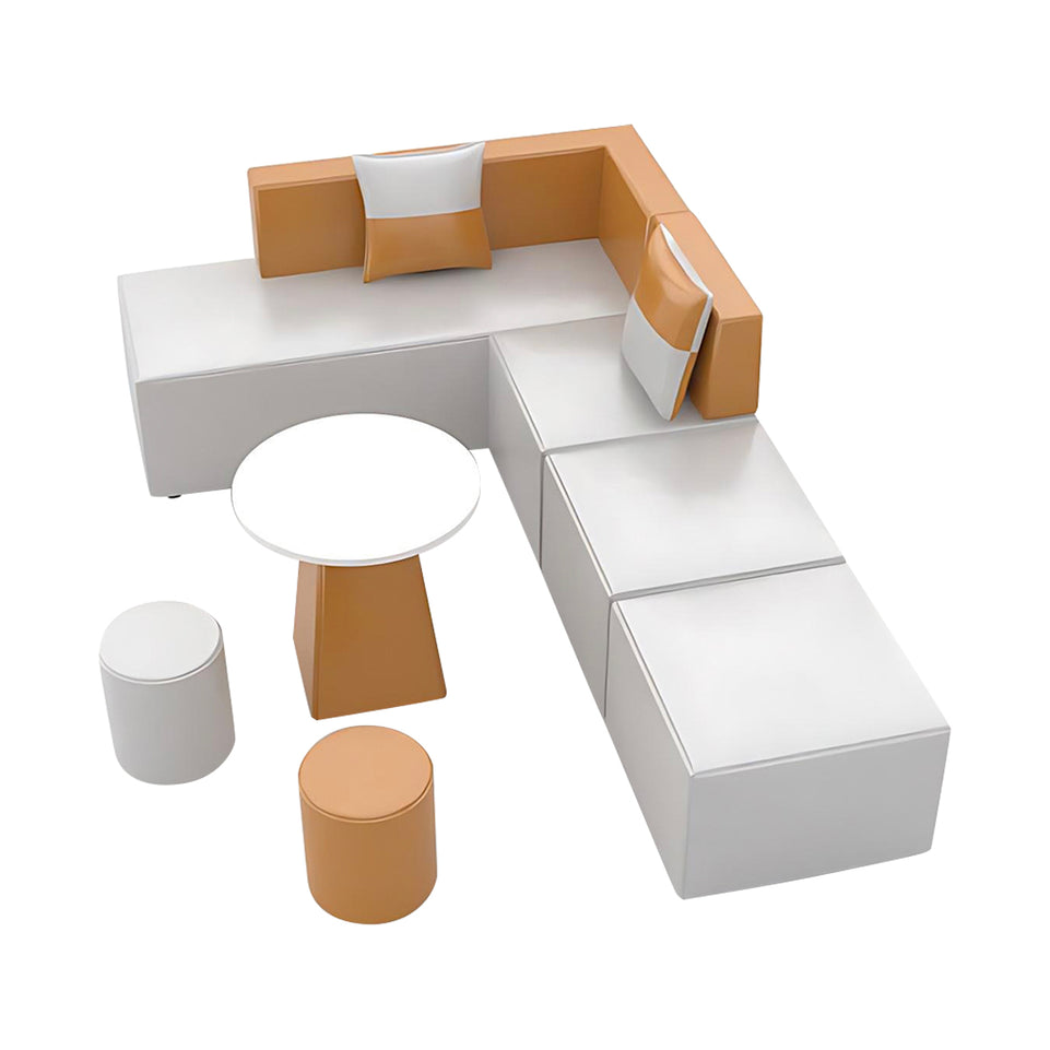 Premium Modular Leather Corner Sofa with High-Resilience Cushions for Office Lounges, Reception, and Meeting Areas JDZH-2080