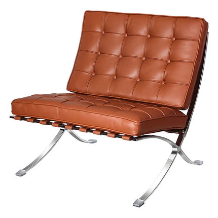 Modern Foldable Leather Accent Chair with X-Shaped Stainless Steel Frame BS801(In Stock)