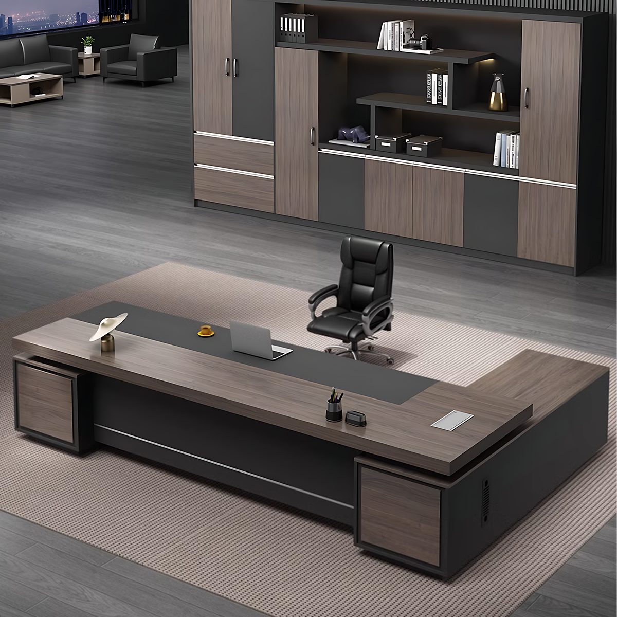 Modern Executive Desk 21-126 in Wide with Cable Management & Lockable