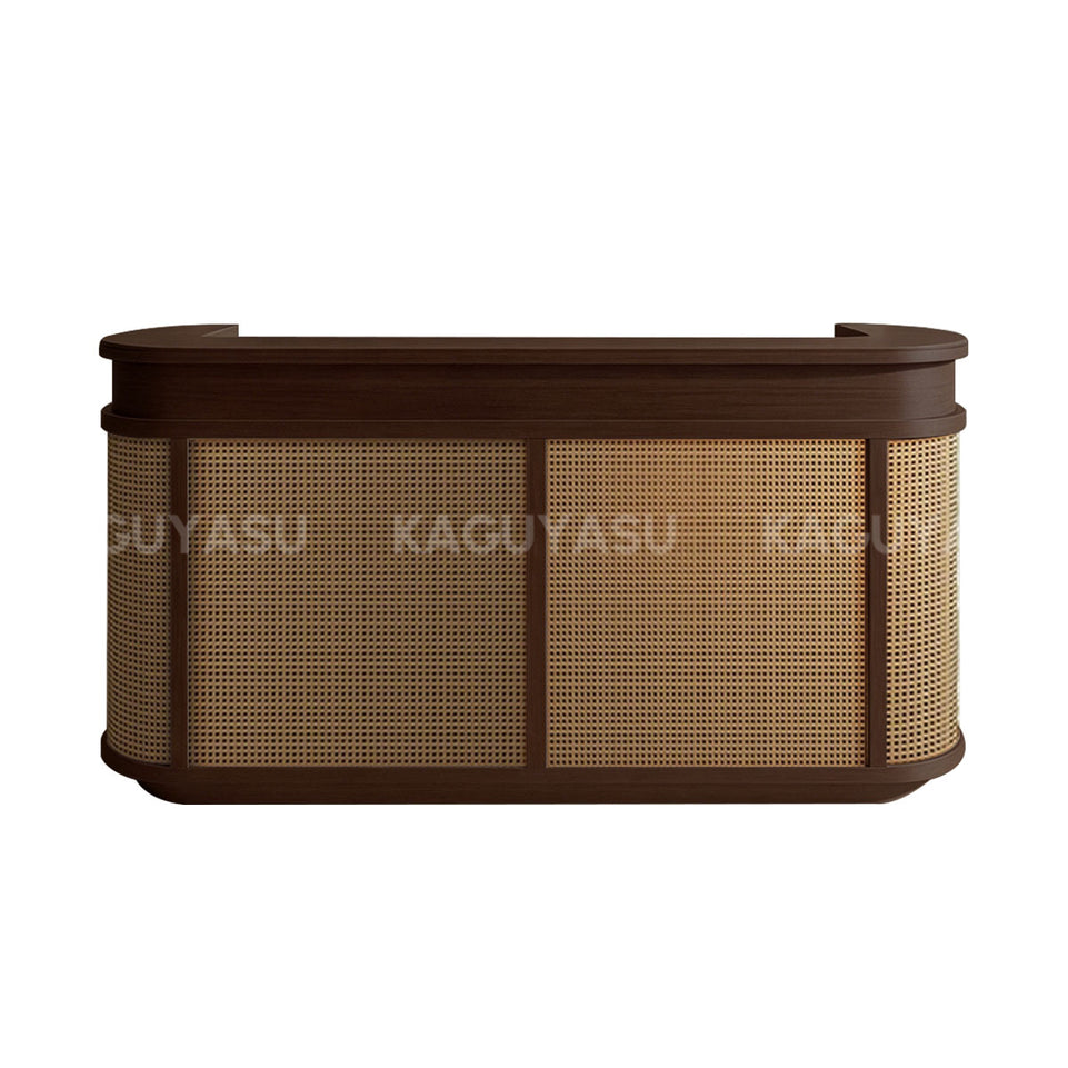 Rattan Reception Desk with Counter and Ample Storage for Lobby Retail Store Front Area JDT-144