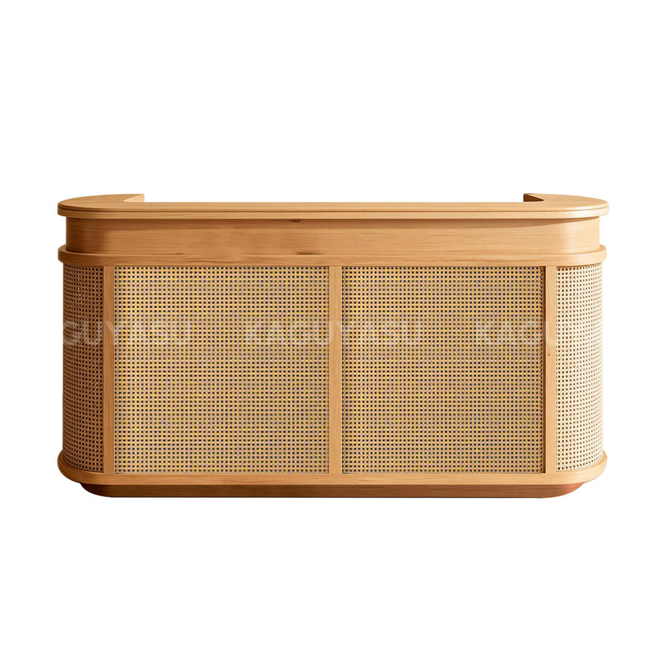 Experience Serenity: New-Style Woven Front Desk for Inns and Eateries Rattan Reception Desk JDT-144(In Stock)