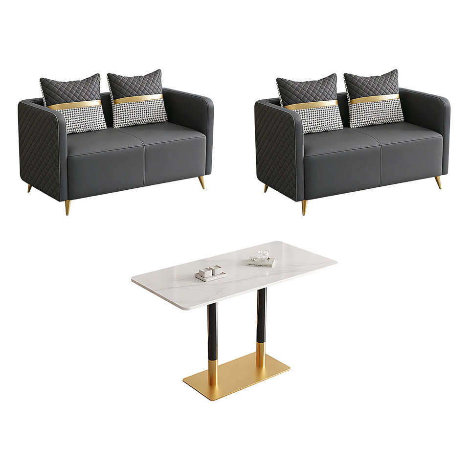 Premium Luxurious Faux Leather Sofa Set for Coffee Shops and Reception Areas JDZH-2079