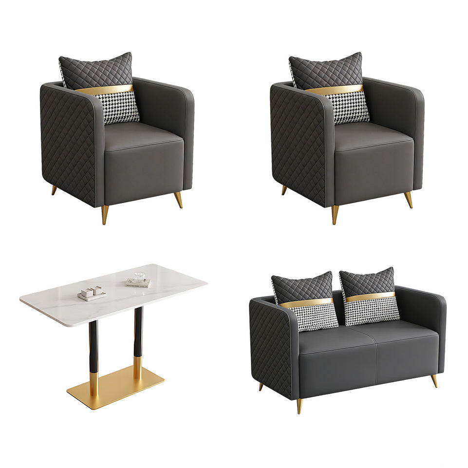 Premium Luxurious Faux Leather Sofa Set for Coffee Shops and Reception Areas JDZH-2079