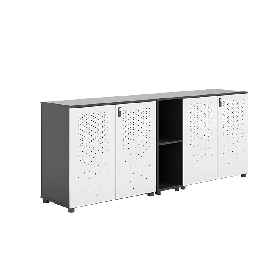 Sleek Lockable Metal Wood Cabinet for Office Storage, Adjustable Shelves, Durable Steel Doors, Spacious Partitioned Organizer CWG-2173
