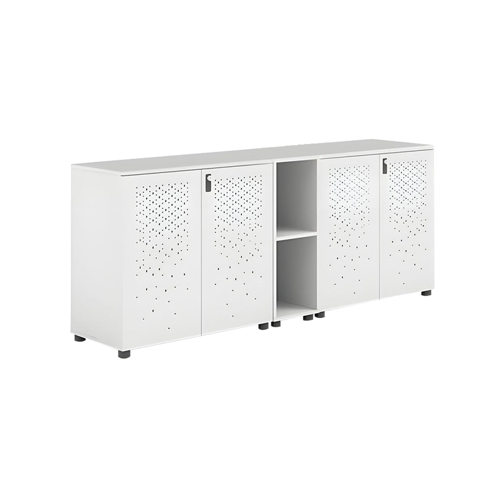 Sleek Lockable Metal Wood Cabinet for Office Storage, Adjustable Shelves, Durable Steel Doors, Spacious Partitioned Organizer CWG-2173