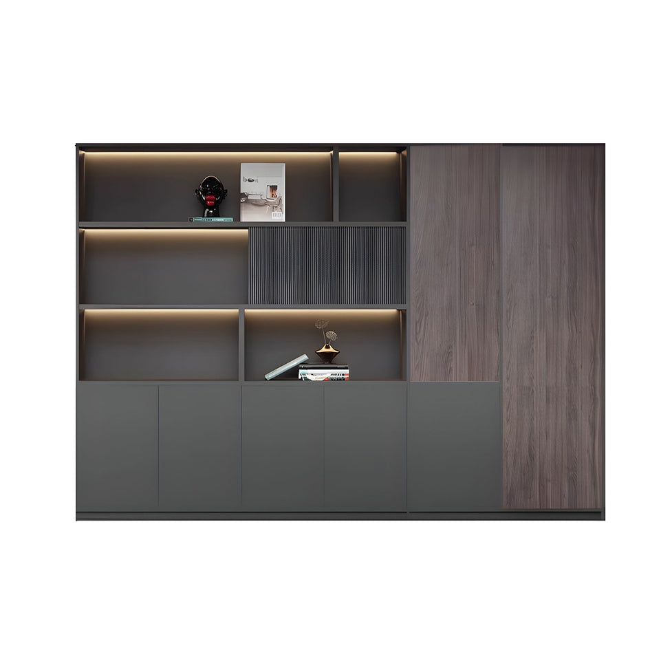 Premium Executive Office Wooden Cabinet with Shelves, Lockable Compartments, and Sliding Doors for Workplace Organization WJG-2182